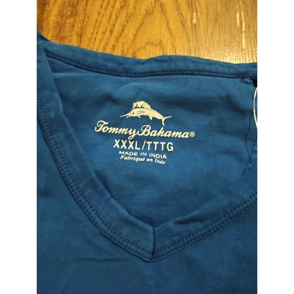 NWT Tommy Bahama Shirt Mens 3XL Blue V Neck Soft Tee Marina Blue Resort Wear - Picture 6 of 8